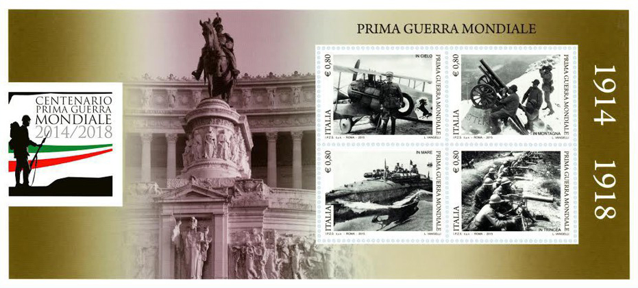 Italia: 4 francobolli per il centenario della Grande Guerra