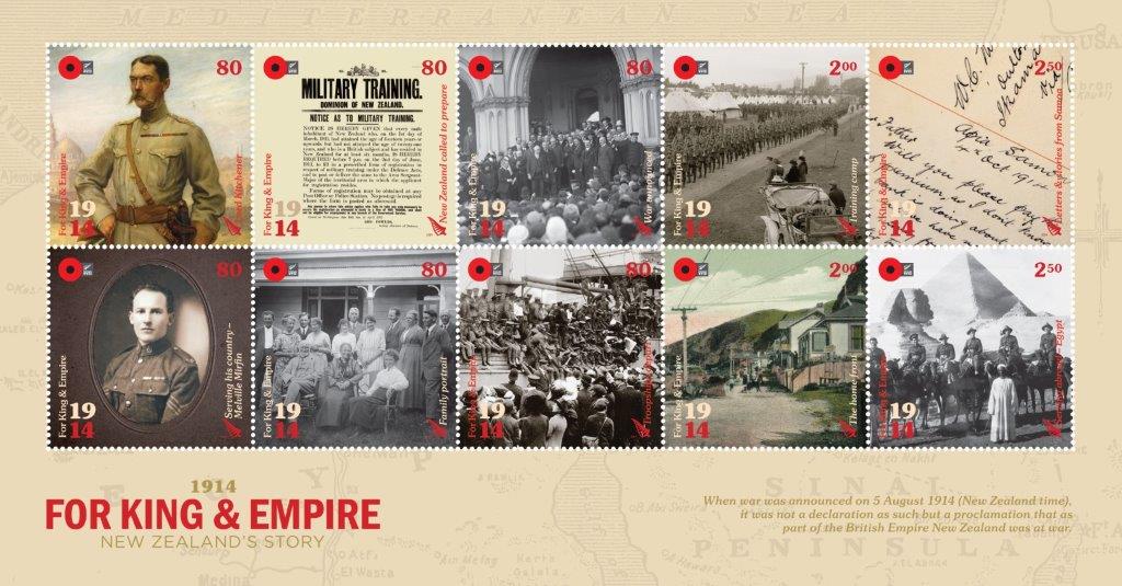 Nuova Zelanda “Per il Re e l’Impero”: francobolli per i 100 anni dalla Prima Guerra Mondiale